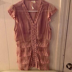 Adiva Pink Lace Blouse